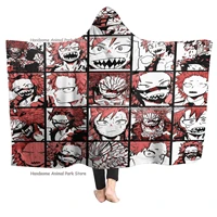 my hero academia collage soft warm hooded blanket anime kirishima tamaki amajiki kaminari denki midoriya izuku blanket hoodie