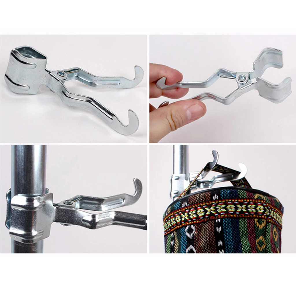 

2x Multifunctional Camping Lantern/Toilet Paper Holder Hanger Clip Clamp On Tent Pole Silver Convenient And Pratical