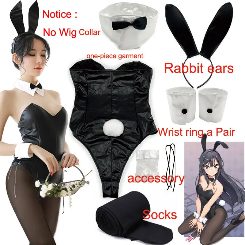 

Костюм для косплея Sakurajima Mai Bunny Girl, парик для косплея на Хэллоуин для взрослых женщин и старших сестер, одежда размеров M/XL