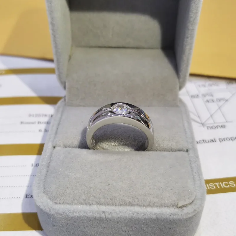 Мужское кольцо с муассанитом карата из серебра 925 пробы