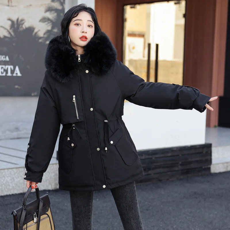 2022 New Autumn Winter Women Cotton Padded Jacket Casual Wool Liner Hooded Coat Parkas Wadded Warm Winter Clothes Women