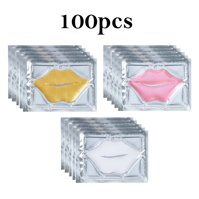 

100pcs Collagen Lip Mask Moisturizing Anti Wrinkle Hydrating Beauty Skin Care Labial Moisturizer Gel Lips Pads Pink Lip Patches