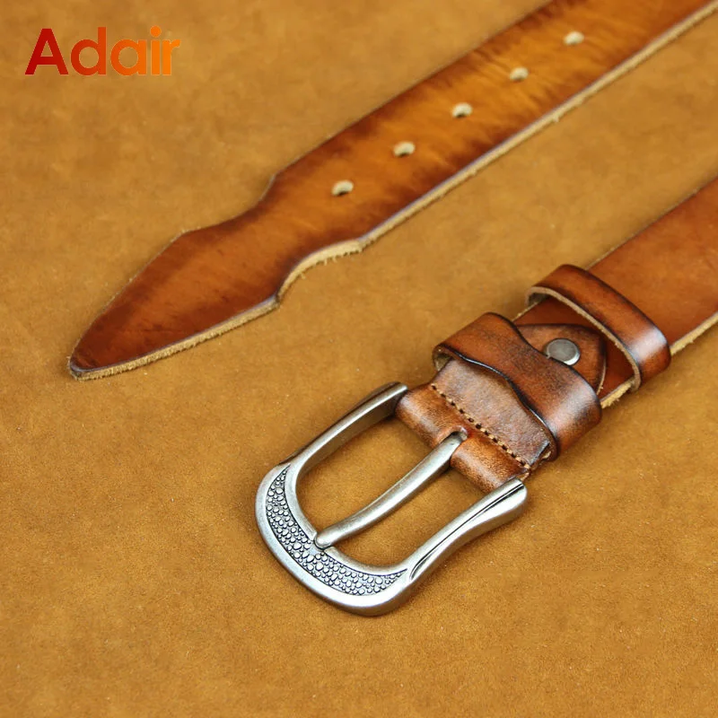 

Men Genuine Leather Belt Cowskin Classy 100% Full Grain Vintage Casual Top Quality Fashion Luxury For Jeans Designer Strap TM095