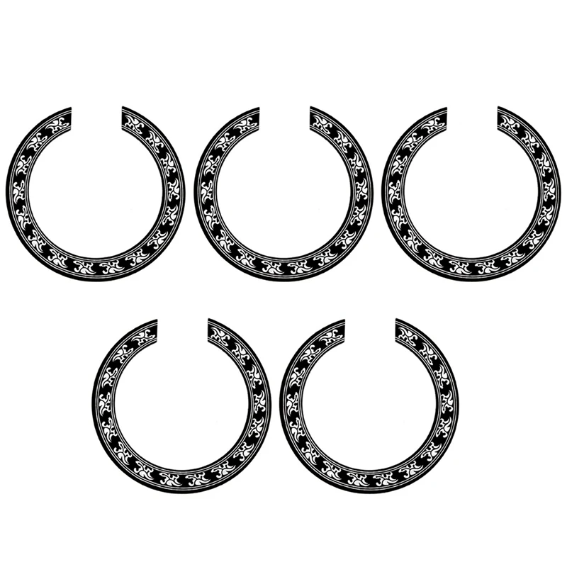 

5X Sound Hole Rose Decal Sticker For Acoustic Classical Guitar Parts Black+Silver