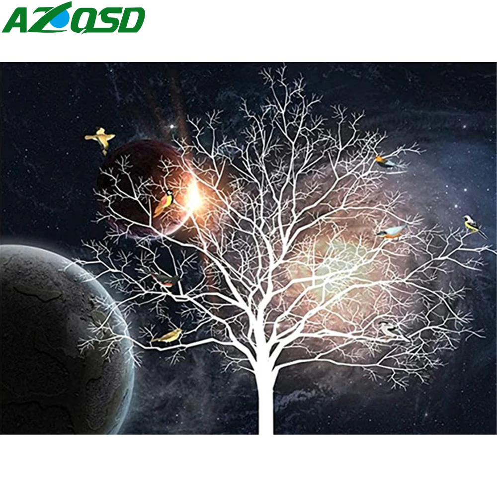 

AZQSD Алмазная Картина Дерево вышивка крестиком ремесла планеты Вселенная вышивка пейзаж мозаика рукоделие Декор для дома