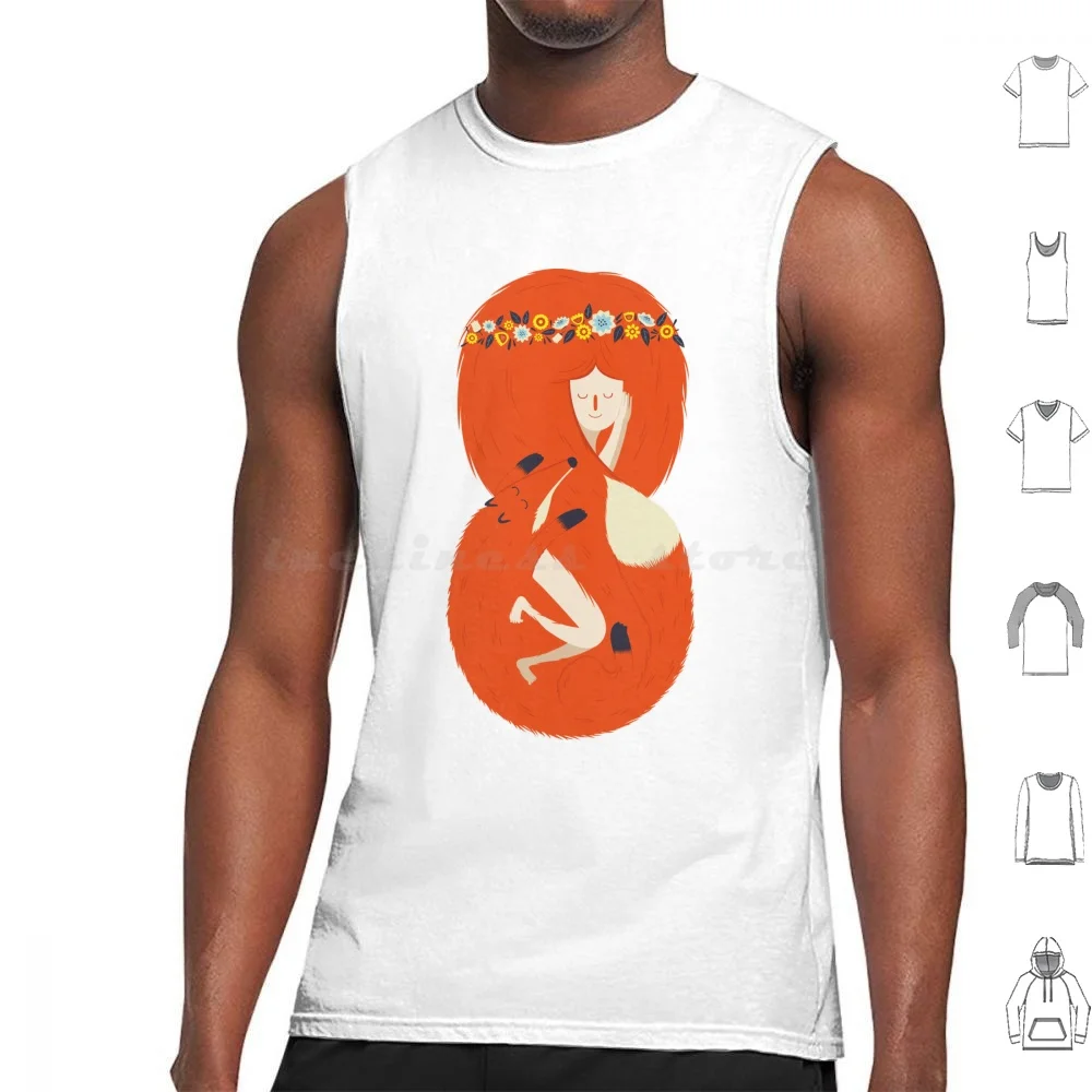 

Foxy Lady Tank Tops Print Cotton Fox Foxy Lady Sleep Cute Flowers Nature Ginger Red Head Vixen Mother Nature Adorable