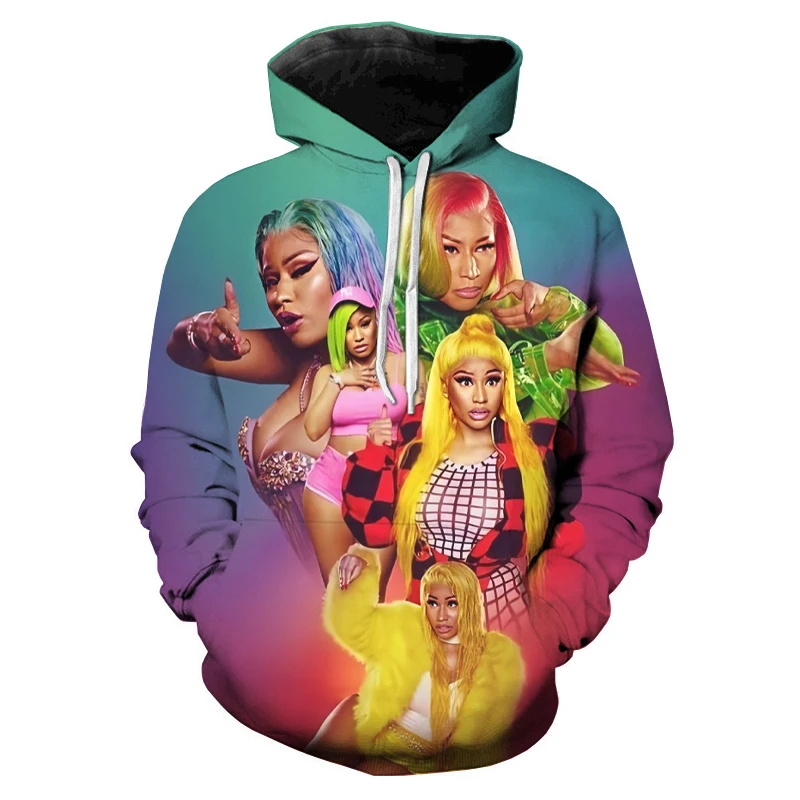 

2021 New Nicki Minaj American Singer 3D Printed Hoodies Men's Women's Harajuku Swearshirt O-Neck Bigsize Pullover Oversized