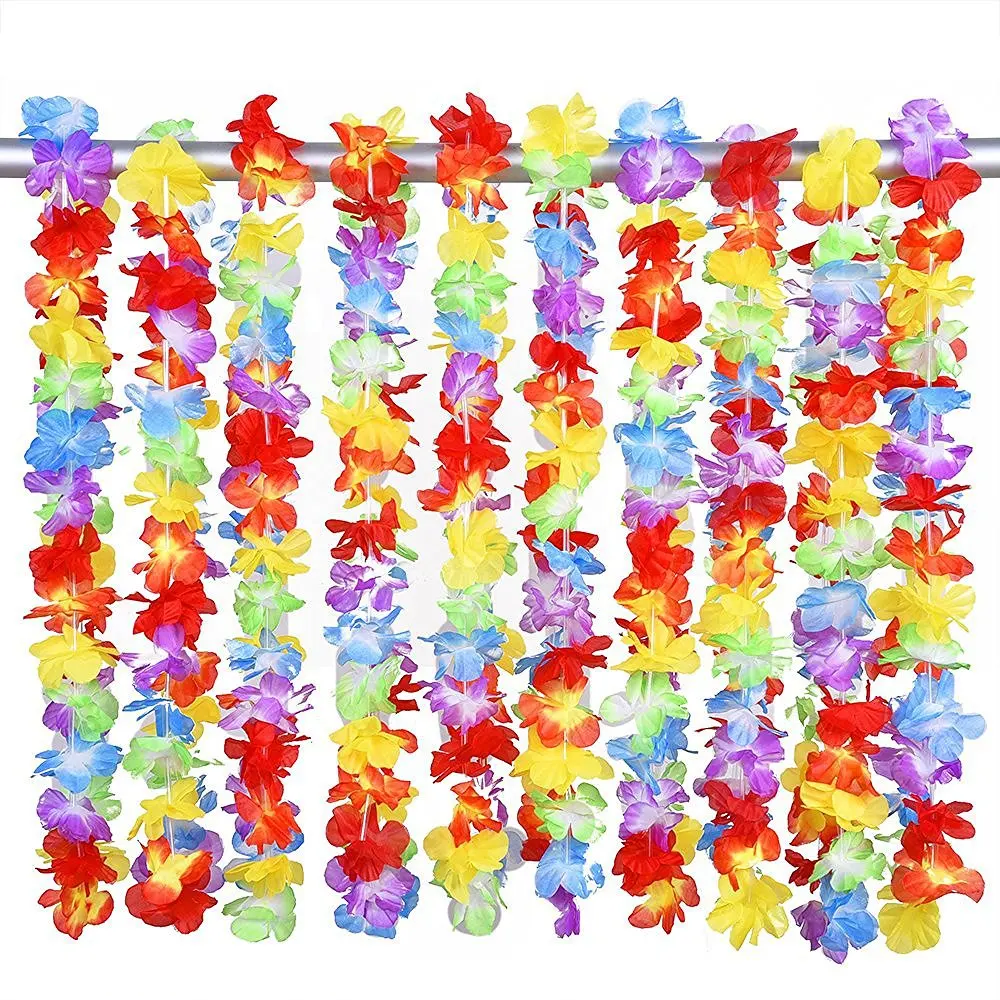 

12pcs Hawaiian Leis Garland Artificial Flower Necklace Birthday Bridal Summer Party Hawaii Beach Decoration Supplies