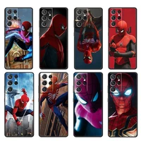 marvel hero spiderman hot for samsung galaxy s22 s21 s20 ultra plus pro s10 s9 s8 s7 5g 4g soft silicone black phone case cover