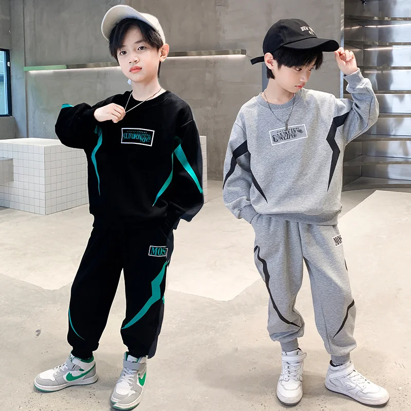 

Fashion Kids Boys Clothing Set Spring Autumn Boys Sports Suit 2PCS Children Clothes Student Hip Hop Streetwear 5 8 10 12 14Years