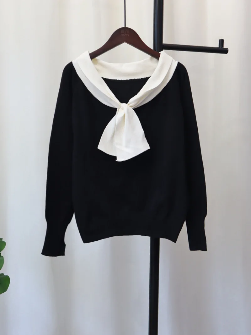 

Bowknot Knitwear Pregnant Women's New Sweater Pullover in Autumn 2022 White