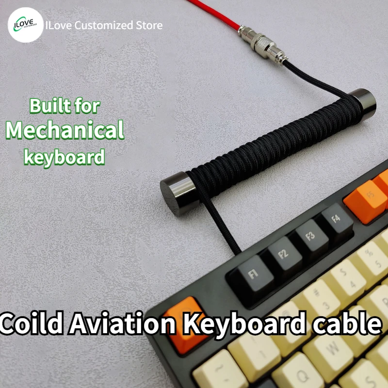 Фото Плетеная смесь для игровой клавиатуры м спиральный кабель Type-C на USB A для механической клавиатуры с отсоединяемым разъемом авиатора №1