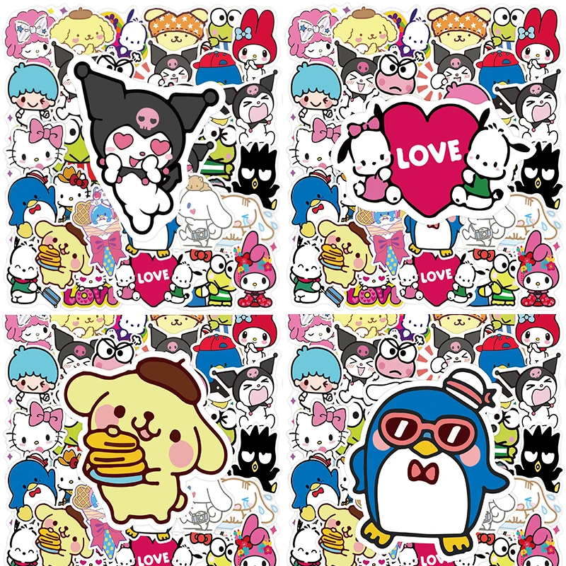 

Piece Sanrio Kawaii Kuromi Hello Kitty Cinnamoroll Anime Figure Sticker Computer Suitcase Refrigerator Stickers KidsToys