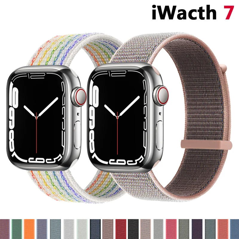 Ремешок нейлоновый для Apple watch band 45 мм 41 мм 40 мм 44 мм, мягкий воздухопроницаемый сменный Браслет для Iwatch series 7 6 5 4 3 2 1 38 мм 42 мм