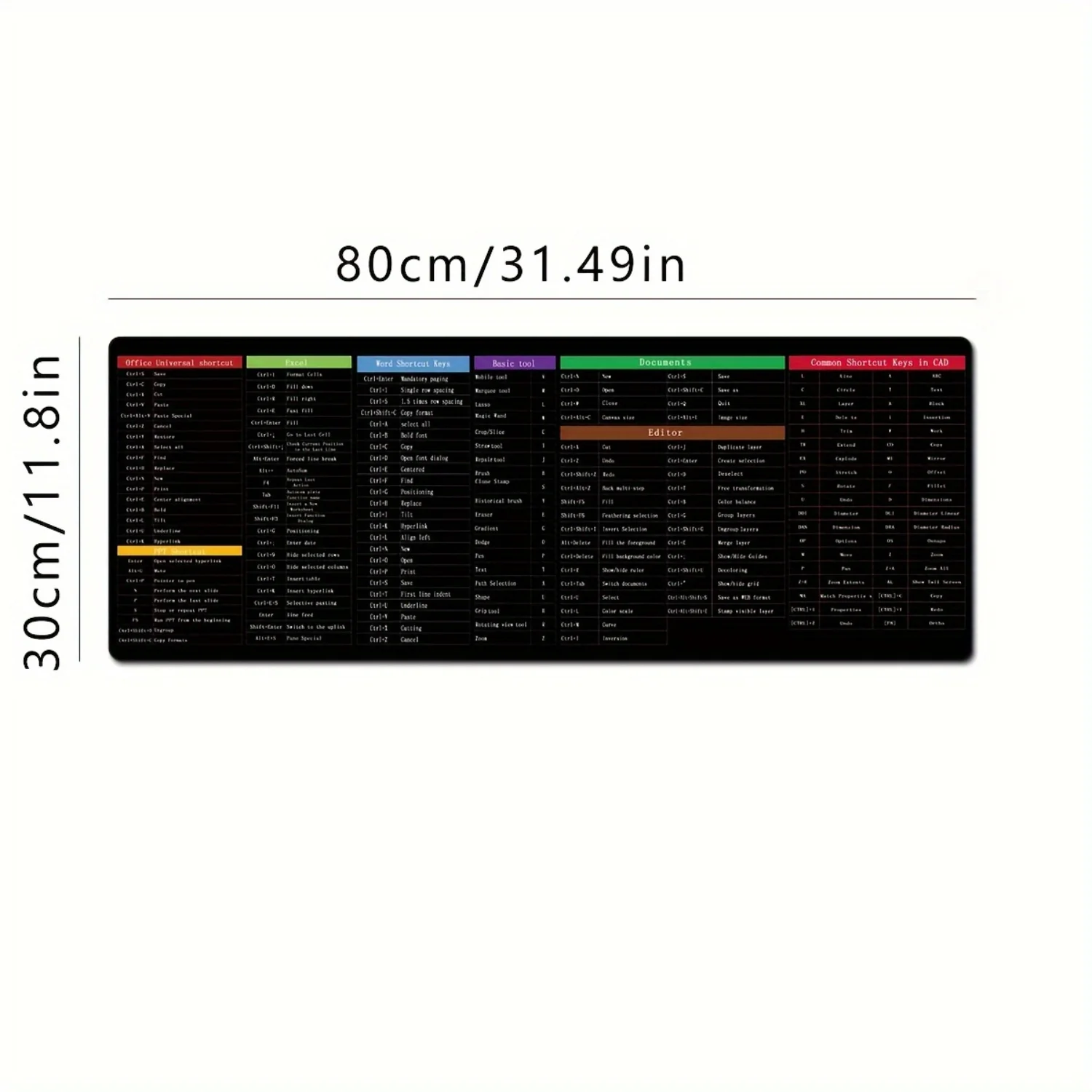 Резиновый коврик для мыши с клавишами Word/Office/Excel/CAD