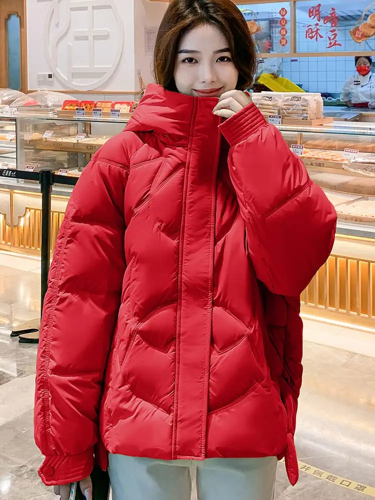 Vielleicht Korean Style Winter Women Puffer Jacket Parkas Hooded Oversized Female Loose Coat Cotton Padded Outerwear Clothing