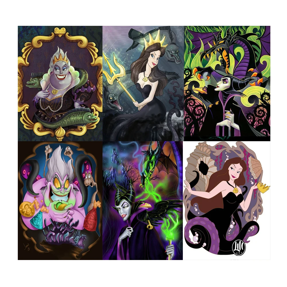 

5D Diy Diamond Painting Disney Villain Evil Witch Maleficent Embroidery Abstract Art Mosaic Full Drill Home Decor Gifts