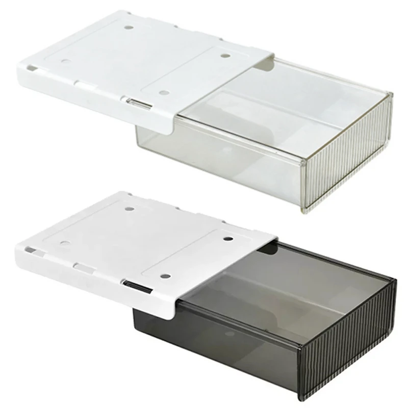 

Under Desktop Organizer Nail-Free Self-Stick Pencil Tray Kitchen/Office/Living Room/Dining Room Desk Table Storage