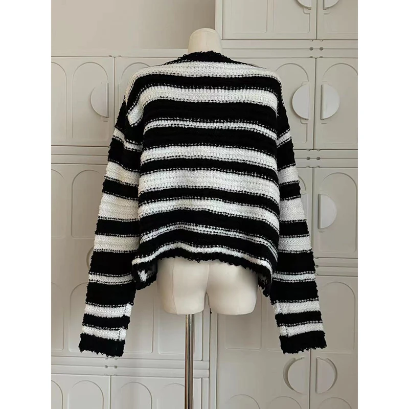 Корейский вязаный женский свитер с круглым вырезом Женское пальто короткий