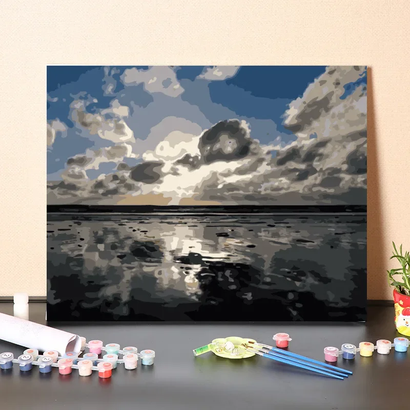 

135397aDigital oil painting diy hand-painted oil painting living room decorative painting landscape background