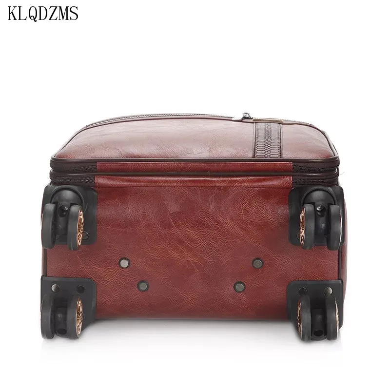 KLQDZMS New 18-Inch Small Luggage Men And Women Business Travel Suitcase Universal Wheel Fashion Retro Boarding Case PU
