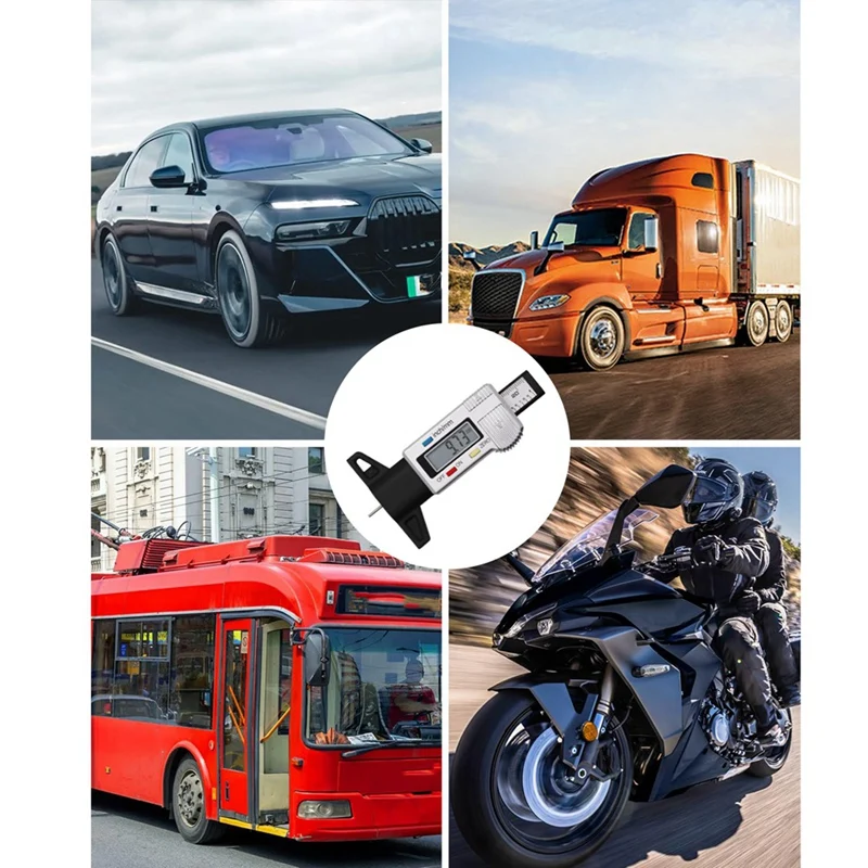 1 шт. цифровой измеритель глубины протектора шин серебристый 0-25 мм/1 дюйм