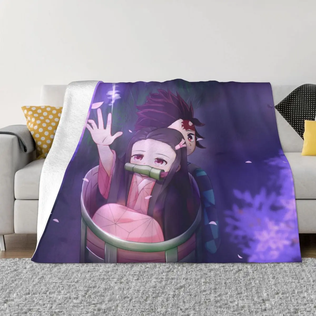 

Demon Slayer Anime Knitted Blankets Kamado Nezuko Devil's Blade Wool Throw Blanket Bed Sofa Portable Soft Warm Bedspreads