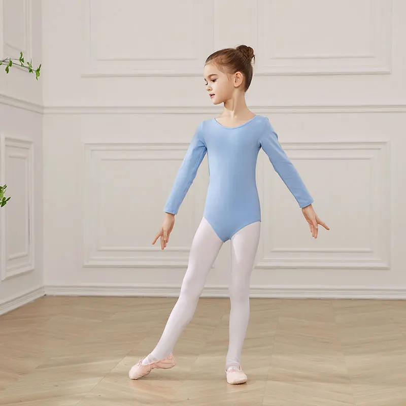 RUYBOZRY Kids Ballet Leotards Gymnastics Costume Long Sleeve Ballet Outfit For Girls Cotton Basic Ballet wear