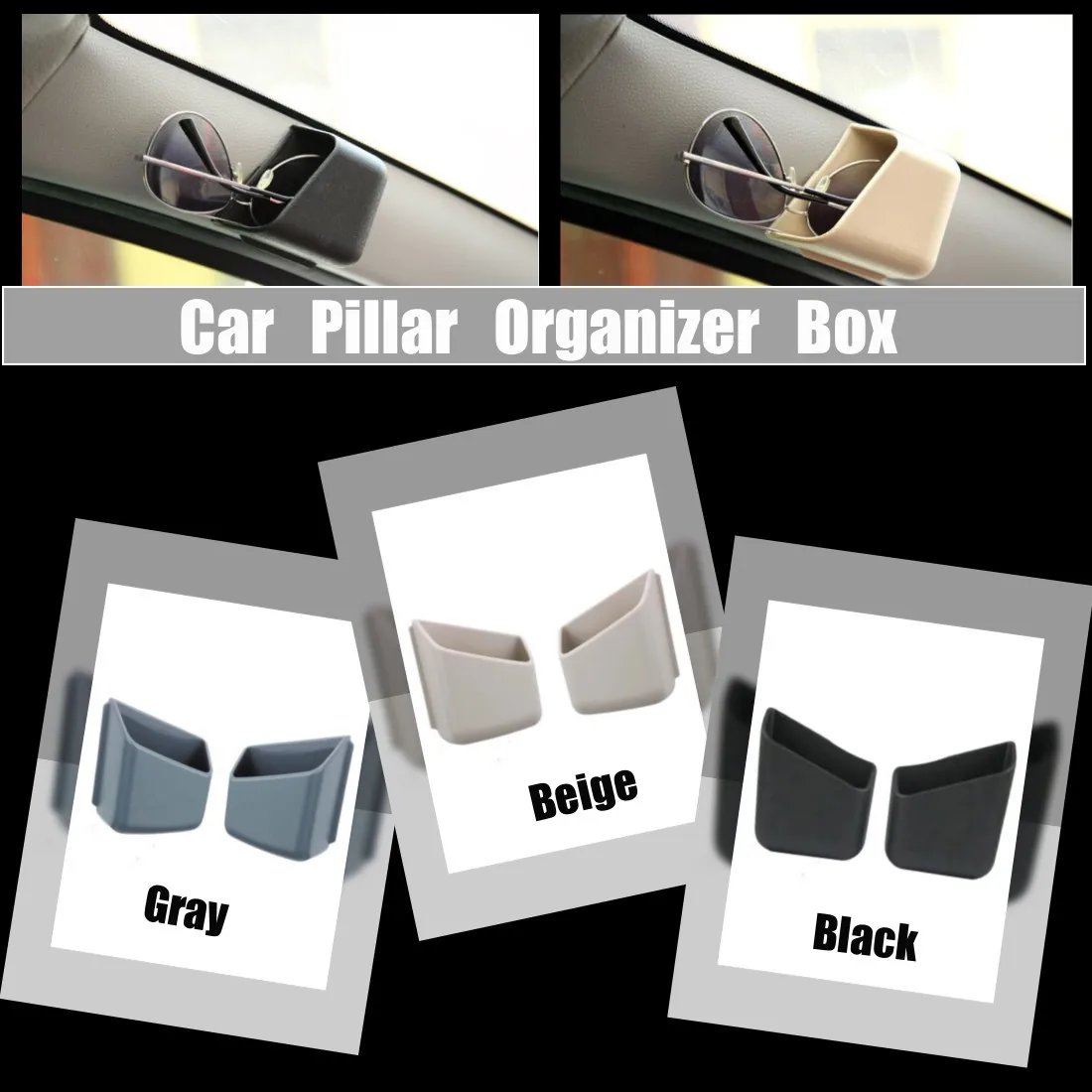 

2pcs Car Organizer Auto Truck Pillar Storage Box Cigarette Phone Glasses IC Card Holder Organizers Bag Car Styling Accessories