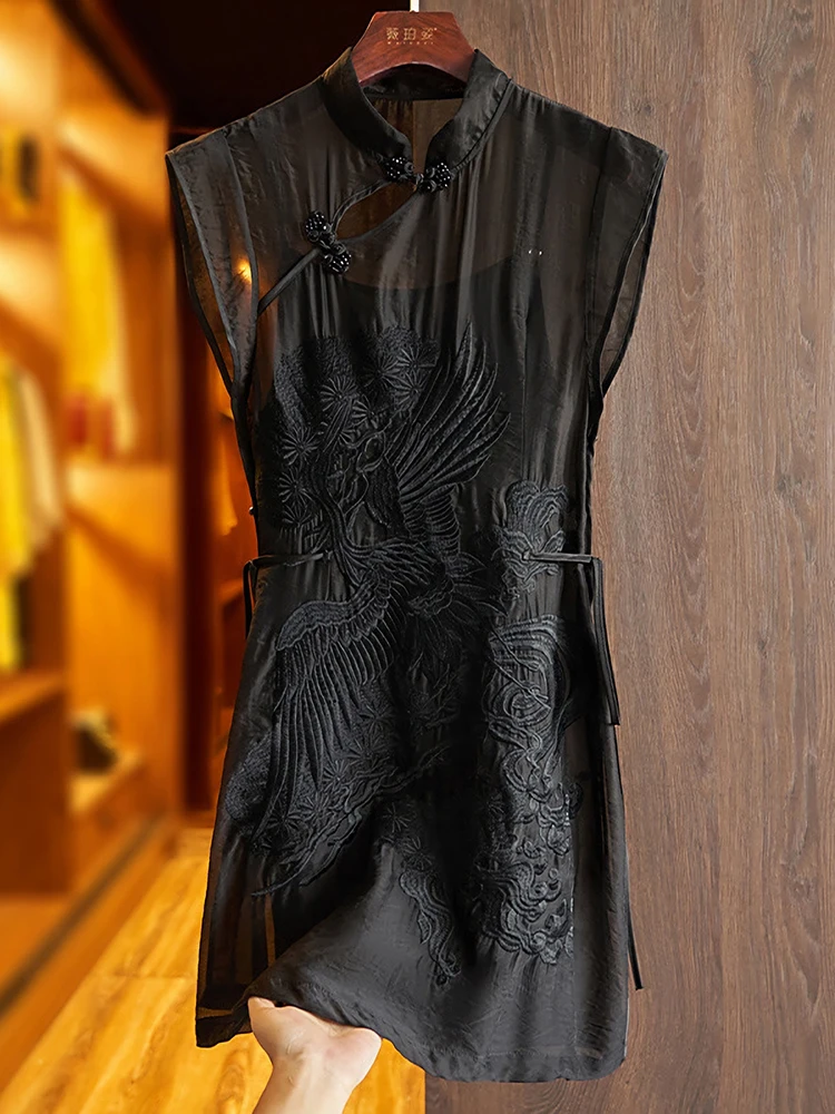 

2023 New Spring Summer Womens Shirts Chinese Style Embroidery Long Blouse Female White Black Pullover Tops Elegant Blasas