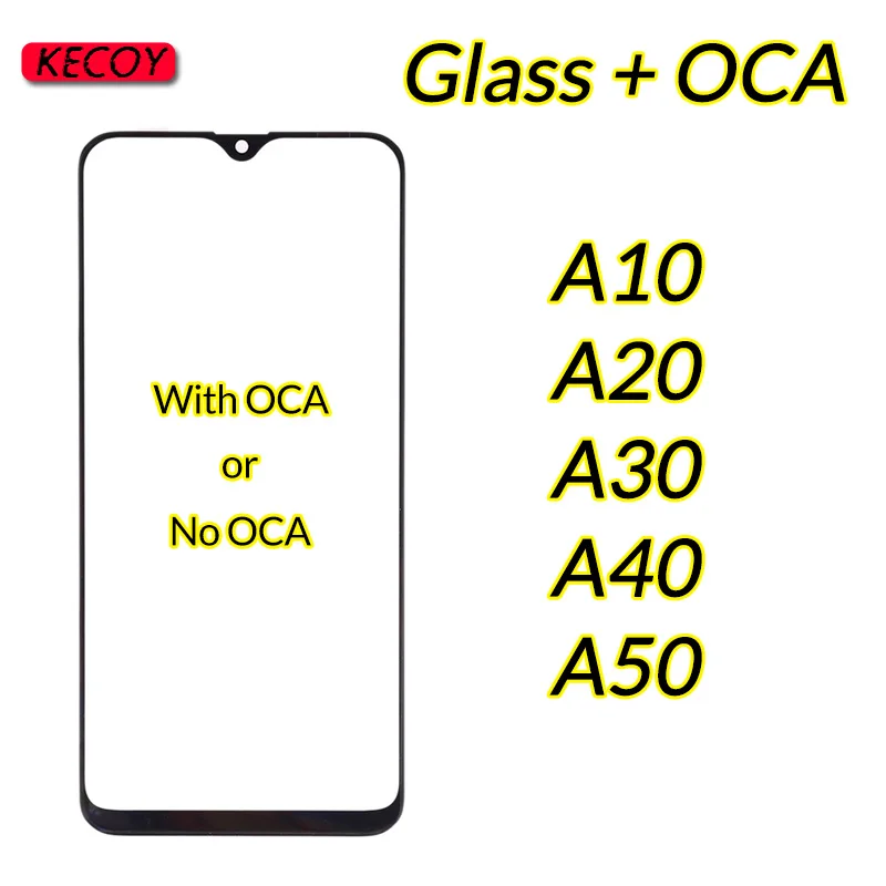 

10 шт. сенсорный экран Переднее стекло с OCA для Samsung Galaxy A10 A20 A30 A40 A50 сенсорный экран внешний дисплей объектив стеклянная панель