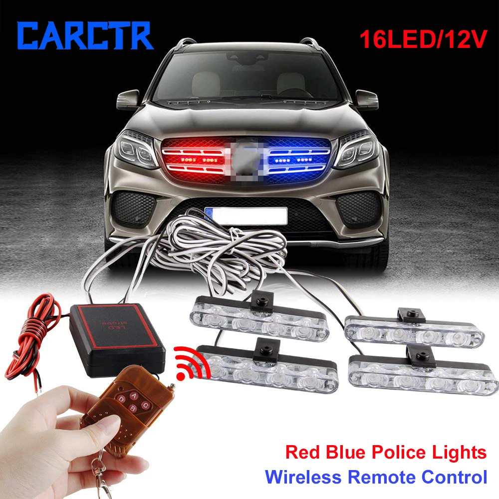 CARCTR 12 В, полицейская модель, красный, синий, вспышка для экстренного стробоскопа, 4 в 1, вспышка для внедорожника, полицейский автомобиль, беспроводной пульт дистанционного управления CARCTR 12 В, полицейская модель, красный, синий, вспышка для экстренного стробоскопа, 4 в 1, вспышка для внедорожника, полицейский автомобиль, беспроводной пульт дистанционного управления