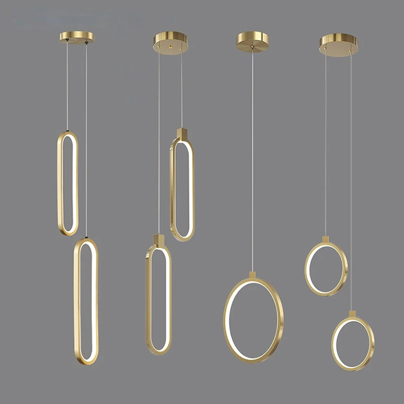 Современная минималистичная подвесная светодиодная люстра золотого и черного