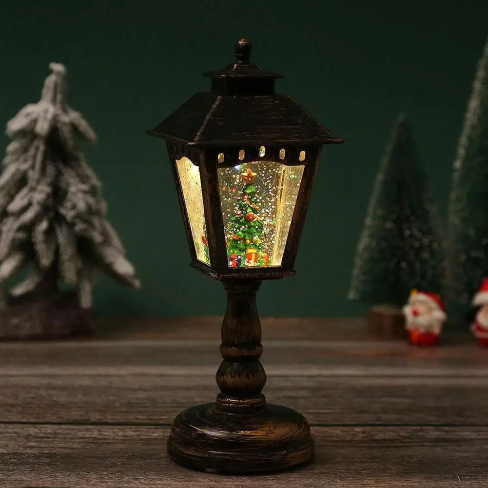 

Christmas Table Lamp Whimsical Battery-operated Christmas Snow Globe Candle Lights with Spinning Water Glittering for Holiday