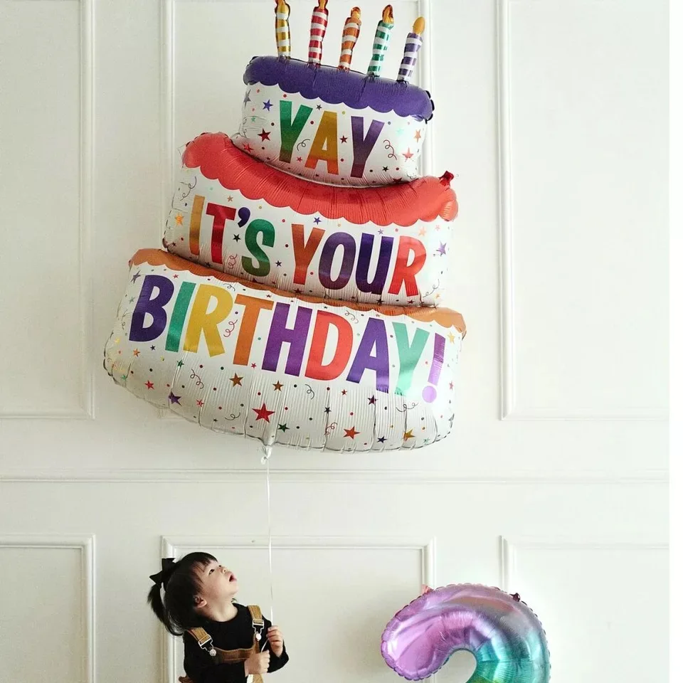 

YAY 3 Layer Candle Cake Balloons Aluminum Foil Balloon Boy Girl Birthday Party Decoration Kids Toy Globos Event Party Supplies
