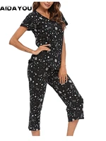 womens sleepwear suit 2 pcs tops and capri pants pajama sets pajamas for women capri set ouc273