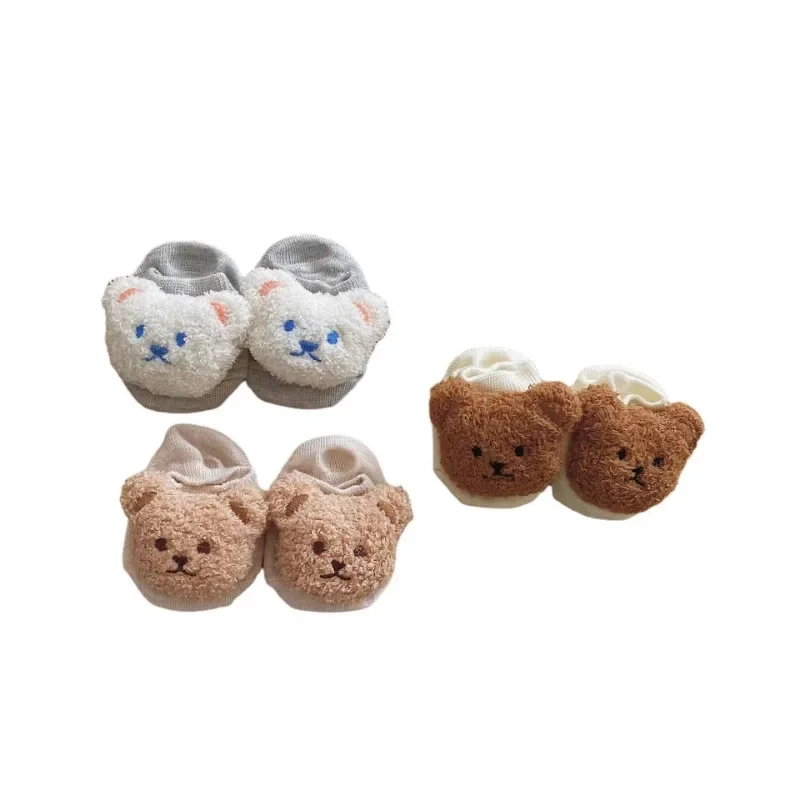 

Cute Baby Floor Socks Girls Boys Cartoon Bear Anti-slip Toddler Elastic Socks First Walker Shoes Soft Soled Newborns 1-3Y