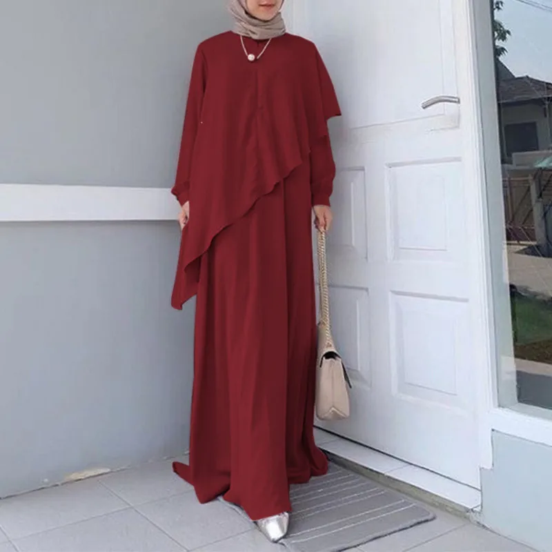 Elegant Turkey Dresses for Women  Sundress Abayakafetan Dress Solid Gown Long Sleeves Muslim Dress Turkish Dresses Abaya Femme