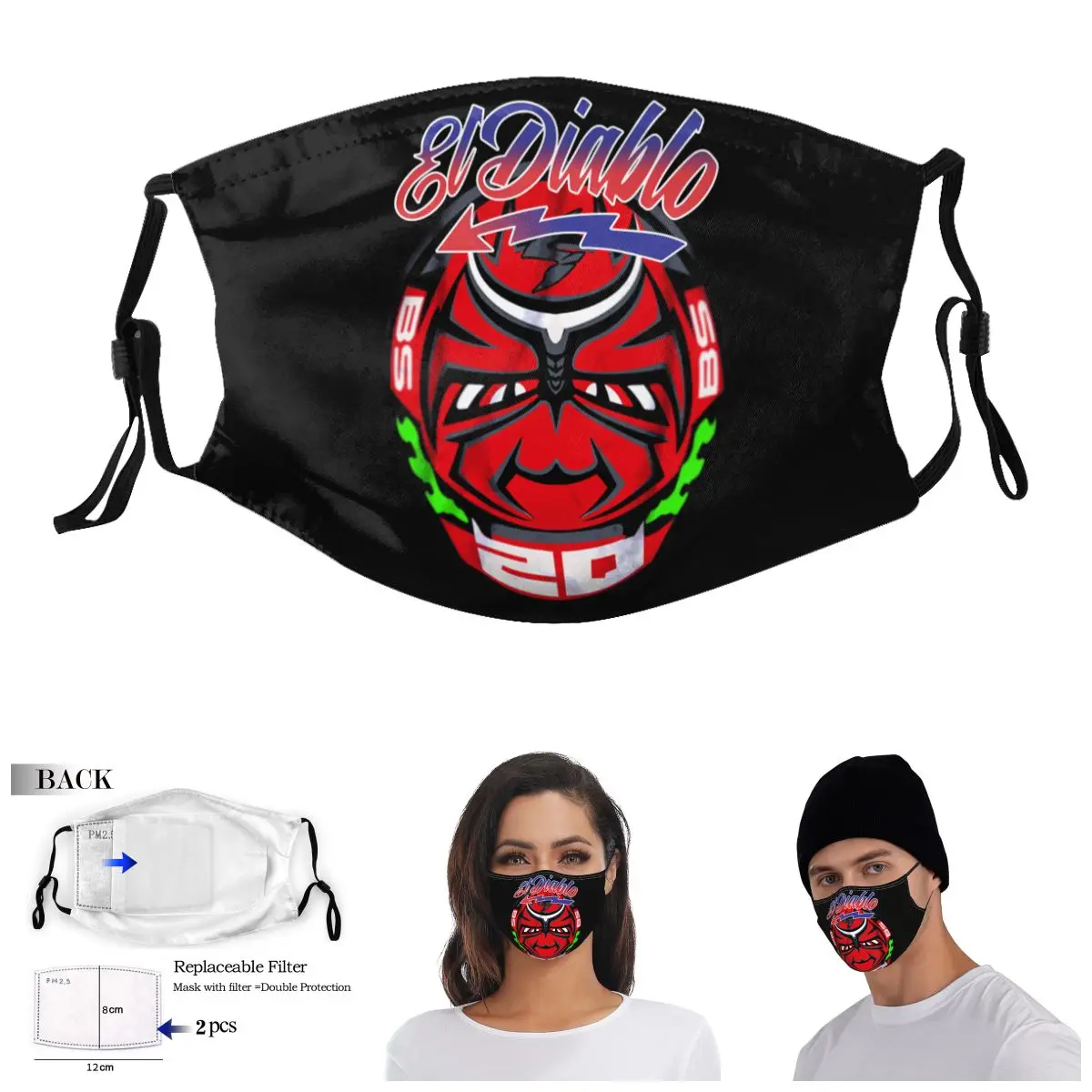 

The Champions Man Fabio Quantararo motorcycle Adult Dust Mask Funny Novelty ｠Guise Activated Carbon Filter Mask