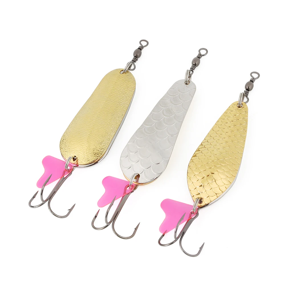 

Двойная металлическая блесна-ложка 24 г, приманка для рыбной ловли, жесткие приманки, блестки, шумовая блестящая искусственная приманка с тройным крючком