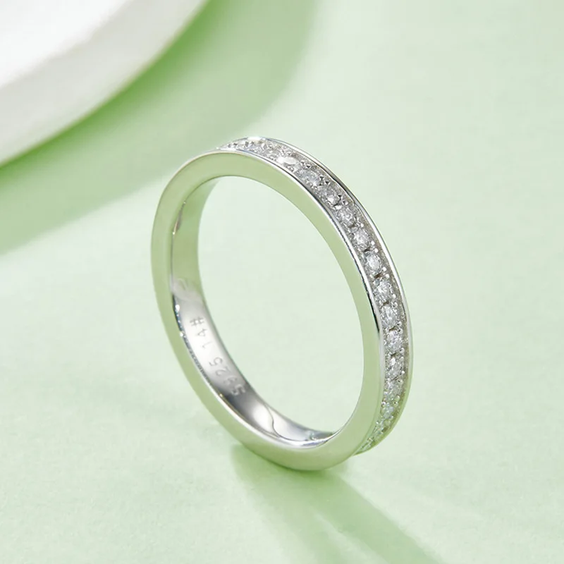 

100% 925 Sterling Silver 1.5mm Moissanite Diamond Rings For Women Engagement Wedding Band Fine Jewelry Christmas Gifts