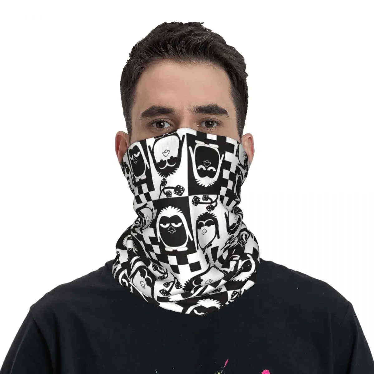 Бандана с изображением пингвина и птицы гетры принтом черно-белая маска шарф
