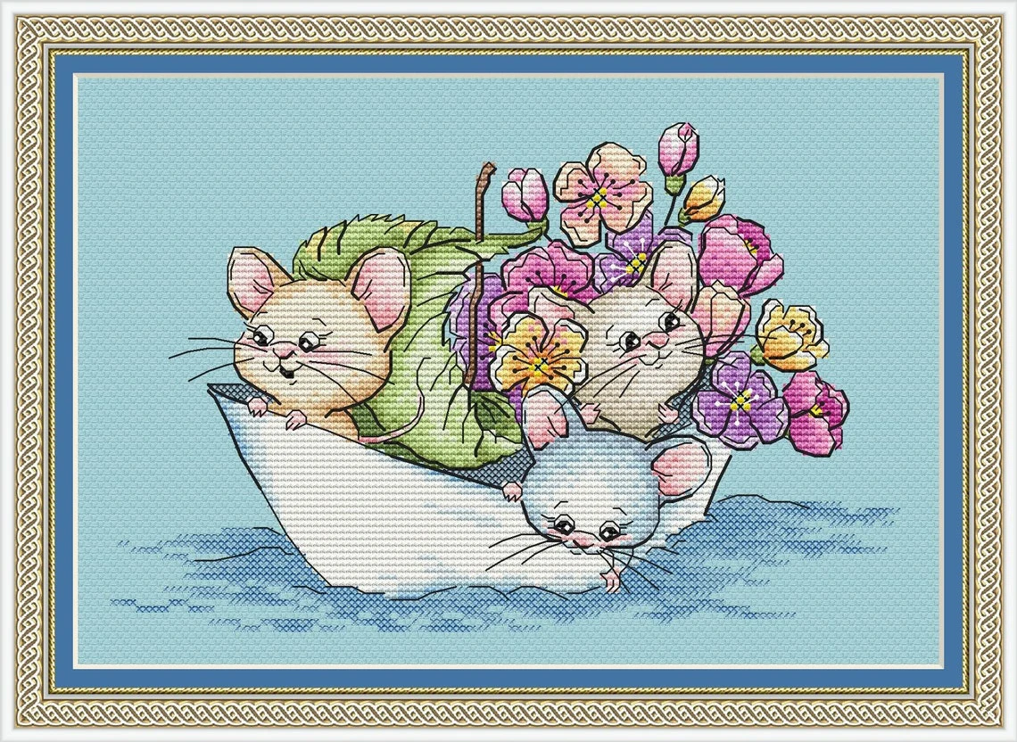 

Набор для вышивки «мышь на корабле» 32-24 дюйма