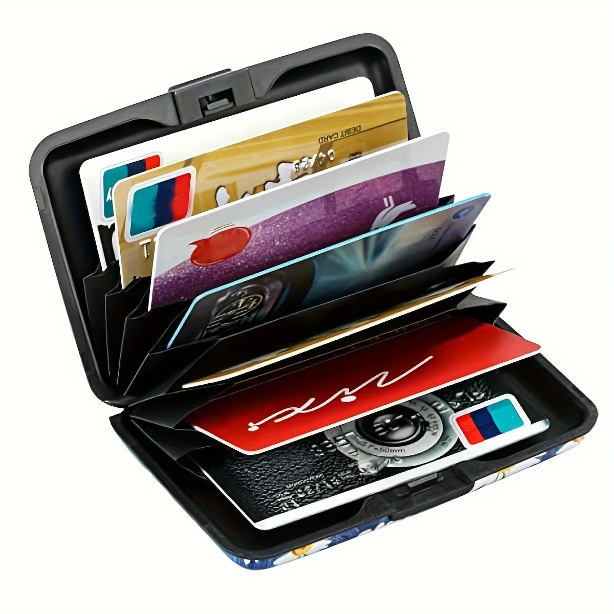 Алюминиевый Металлический Кошелек С Блокировкой RFID Маленькие Ромашки