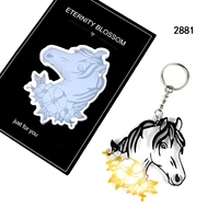 floral horse head shape keychain pendant silicone mold diy casting backpack mobile phone pendant decorative epoxy mold