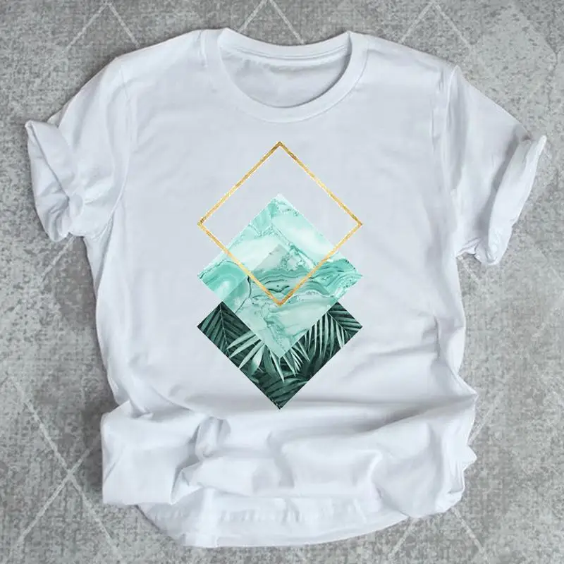 

Print T Shirt Women Female Plant Beach Abstract Graphic Top Short Sleeve Fashion Tshirts Casual Cartoon Summer Tee T-Shirt