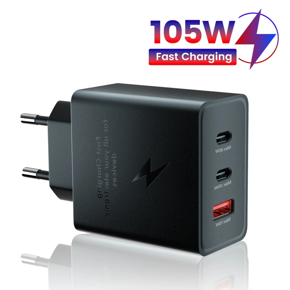 Зарядное устройство USB Type C 105 Вт для iPhone 13, Xiaomi, планшетов, ноутбуков, быстрое зарядное устройство PD 65 Вт GaN, быстрая зарядка 4,0, зарядное устройство с 3 USB-портами
