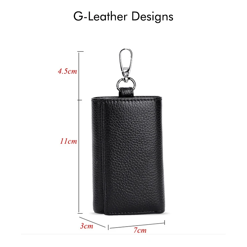 Casual Genuine Cow Leather Keychain Wallets Unisex Multifunction Key Organizer Card Holder Coin Purse  Keys Bag