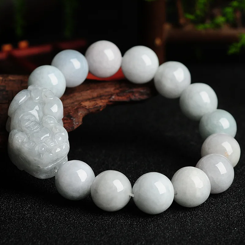 

Natural Myanmar jadeite handcarved brave troops bracelets jade beads 12mm for men women beads bracelet with jade bracelet