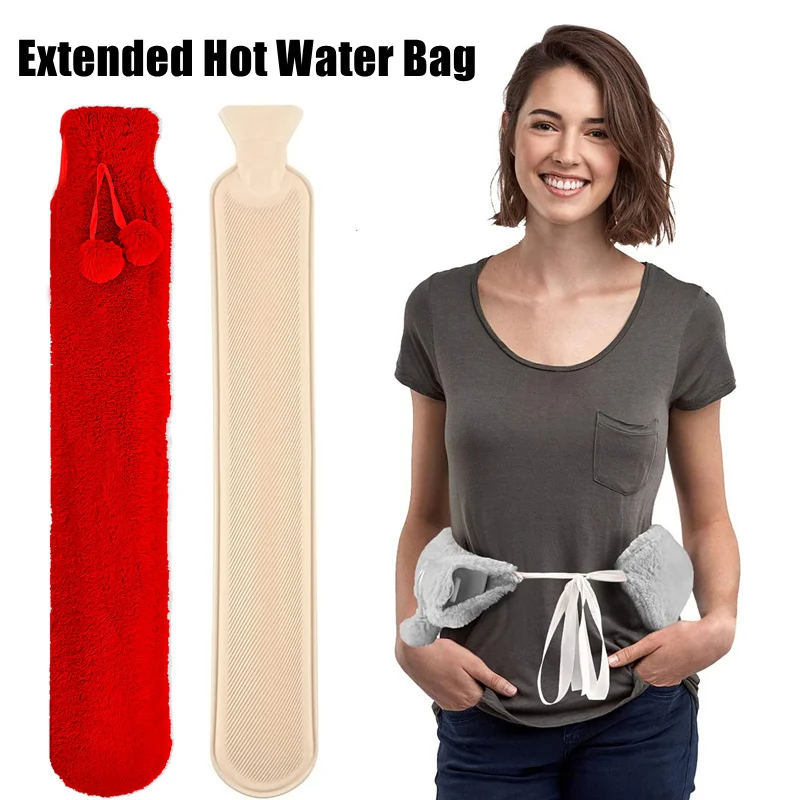 

72CM Extended Hot Water Bag Warm Belly Treasure Belt Protective Cover Hand Warmers Long Explosion-proof Hot Water Bottle